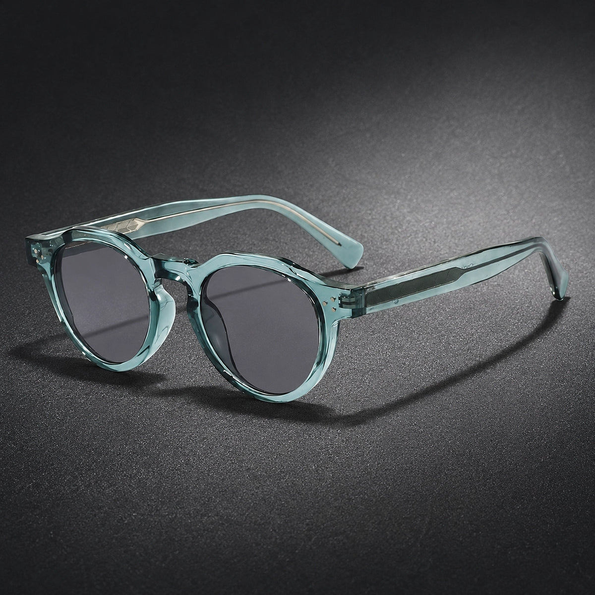 Deloro Capri Sunglasses — Green Framed Gray Piece (sunglasses hero)