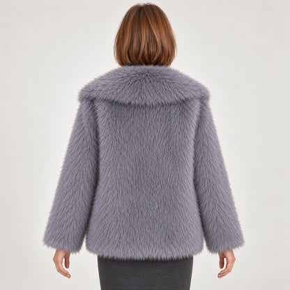 Neravessa Lapel Coat — Grey (apparel back)