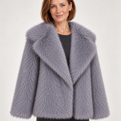 Neravessa Lapel Coat — Grey (apparel detail)