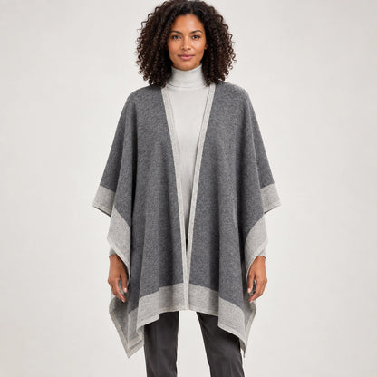 Halvera Merino Wool Poncho — Grey (apparel front)