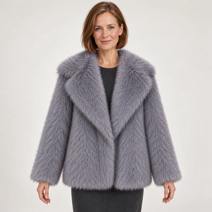 Neravessa Lapel Coat — Grey (apparel front)
