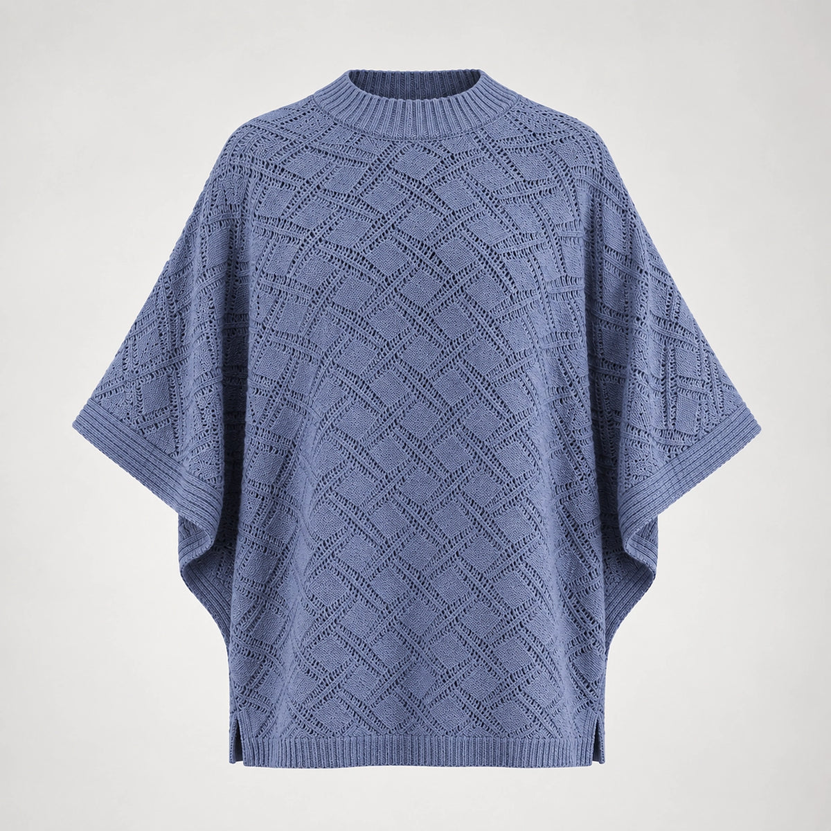 Dalvey Wool Knit Poncho — Haze Blue (apparel solo)