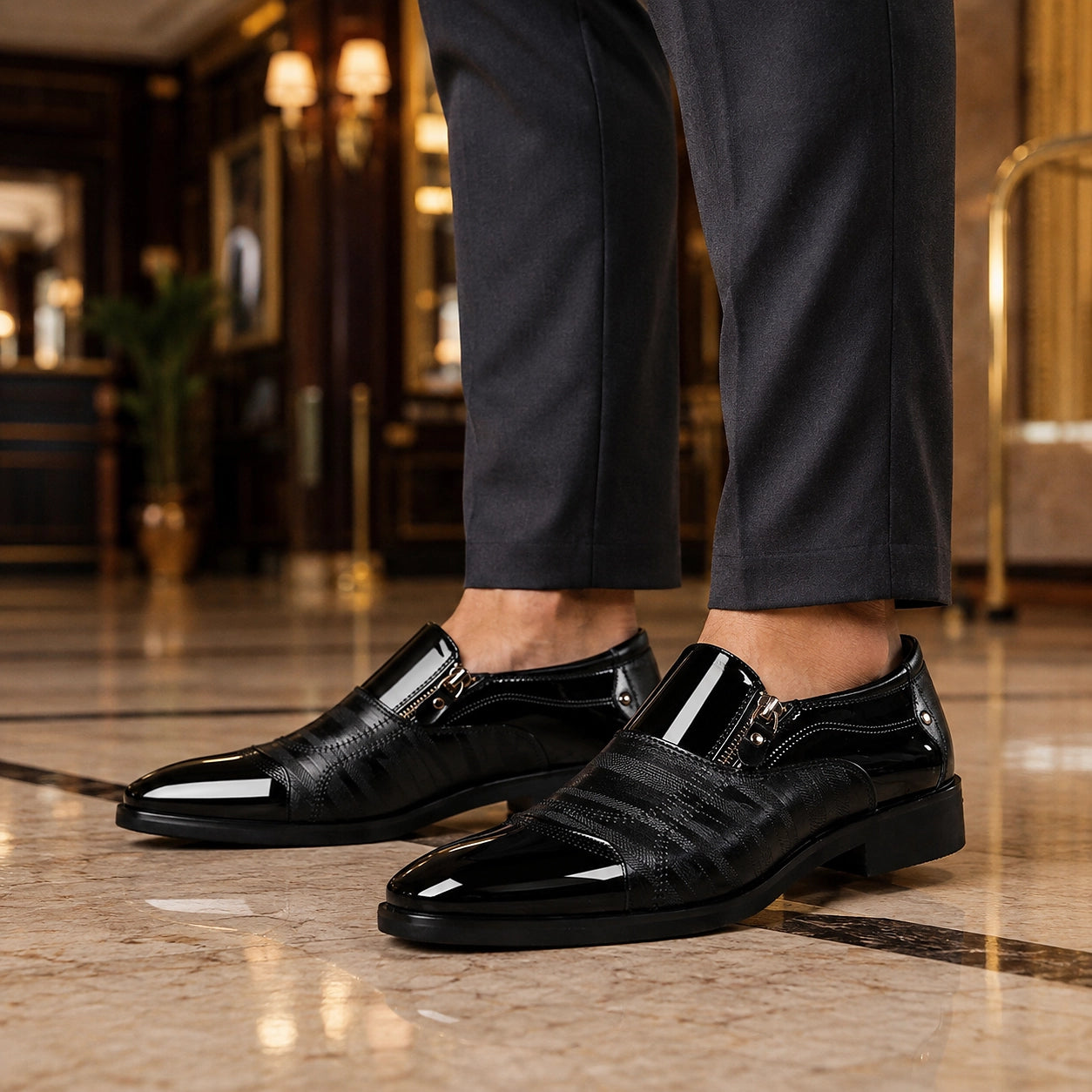 Halvor Leather Loafers — Hollow Black (footwear environment 1)