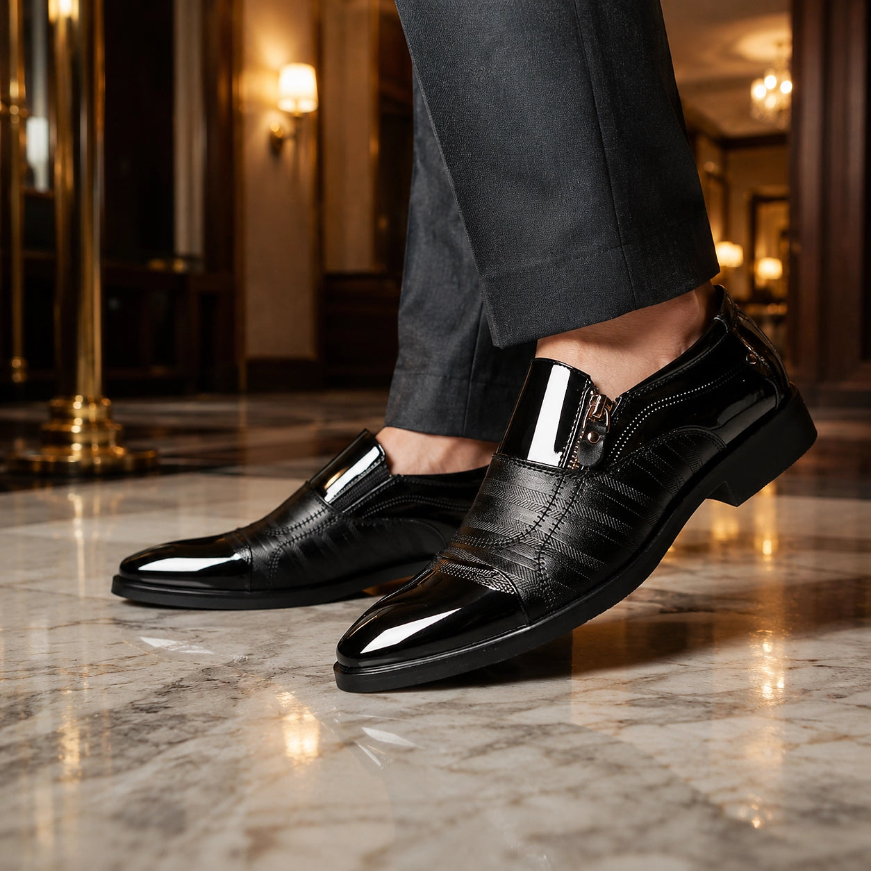 Halvor Leather Loafers — Hollow Black (footwear environment 2)