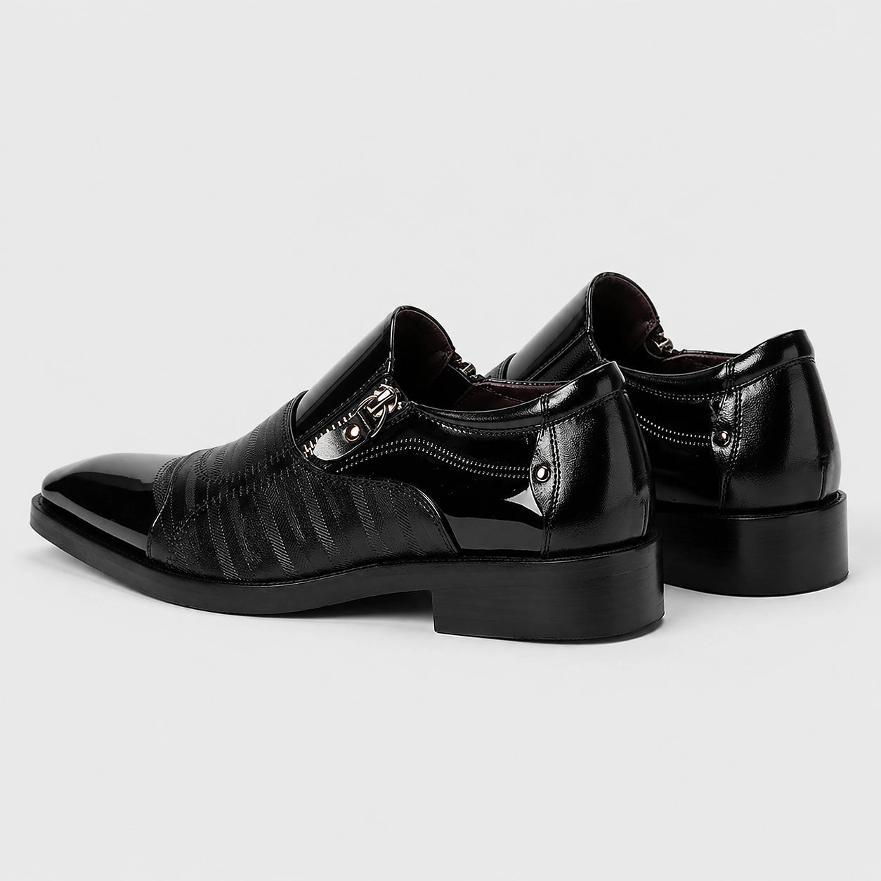Halvor Leather Loafers — Hollow Black (mens shoe angle)