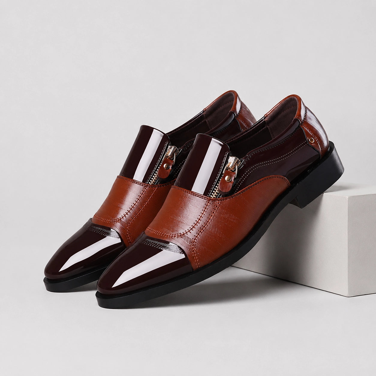 Halvor Leather Loafers — Hollow Brown (mens shoe pedestal)