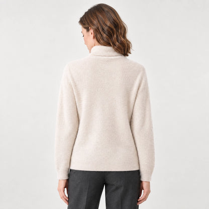 Delwyn Cashmere Turtleneck Sweater — Ivory (apparel back)