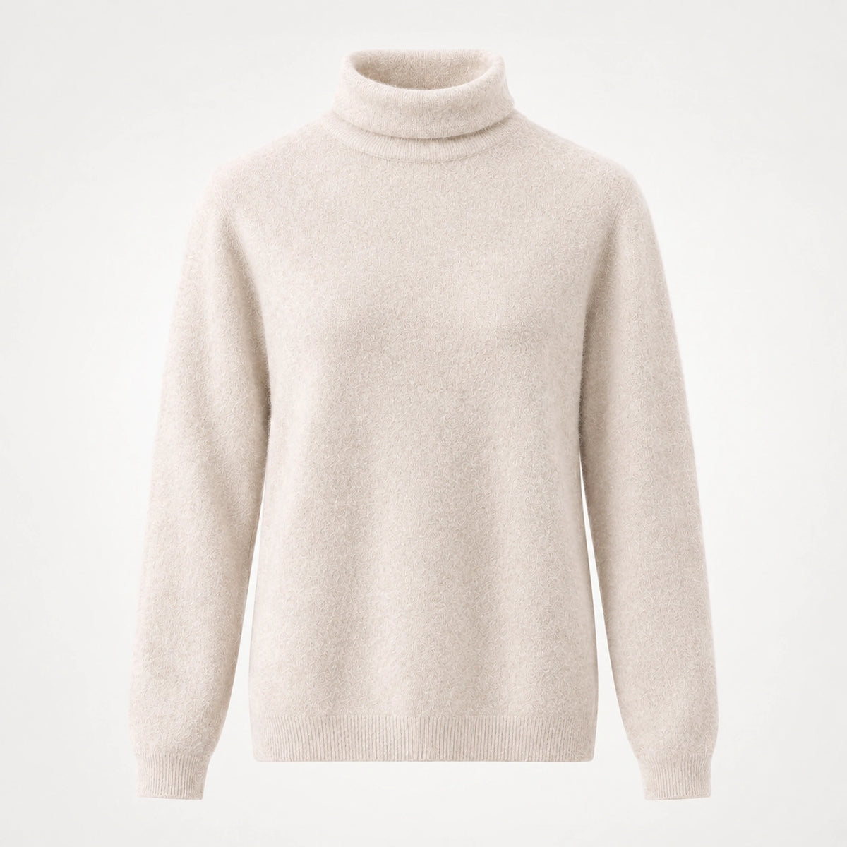 Delwyn Cashmere Turtleneck Sweater — Ivory (apparel solo)