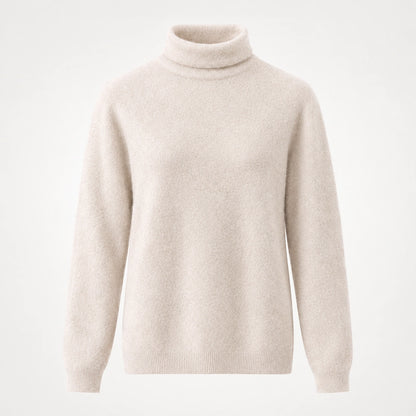 Delwyn Cashmere Turtleneck Sweater — Ivory (apparel solo)