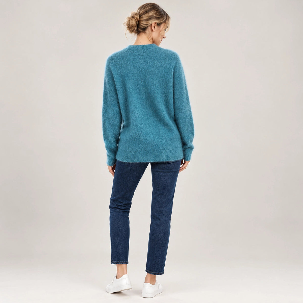 Halvern Cashmere Crewneck Sweater — Lake Blue (apparel back)