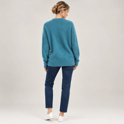 Halvern Cashmere Crewneck Sweater — Lake Blue (apparel back)