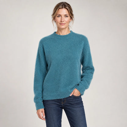 Halvern Cashmere Crewneck Sweater — Lake Blue (apparel front)