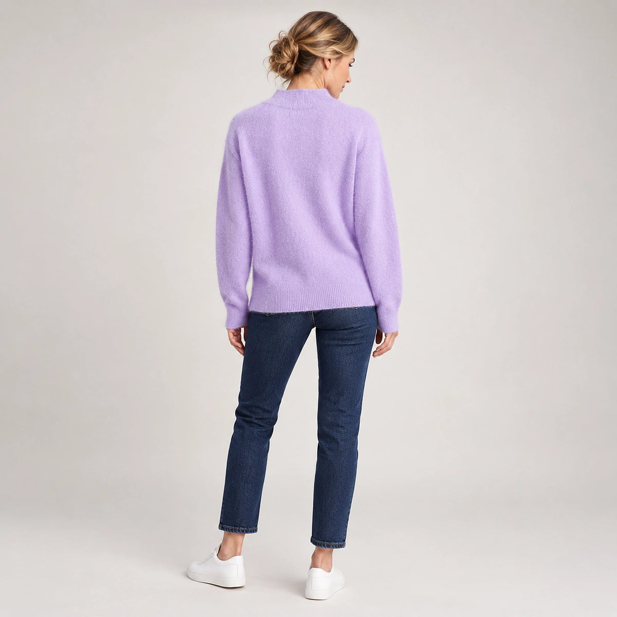 Halvern Cashmere Crewneck Sweater — Lavender (apparel back)