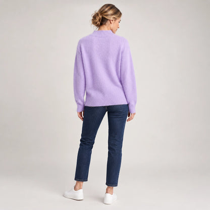 Halvern Cashmere Crewneck Sweater — Lavender (apparel back)