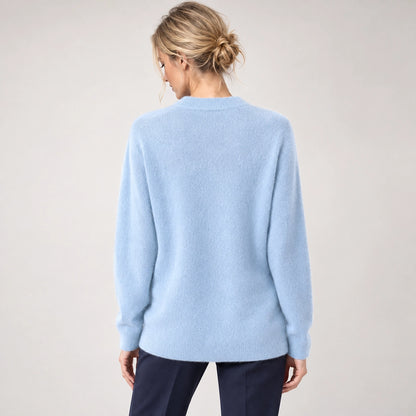 Beloru Cashmere Crewneck Sweater — Light Blue (apparel back)