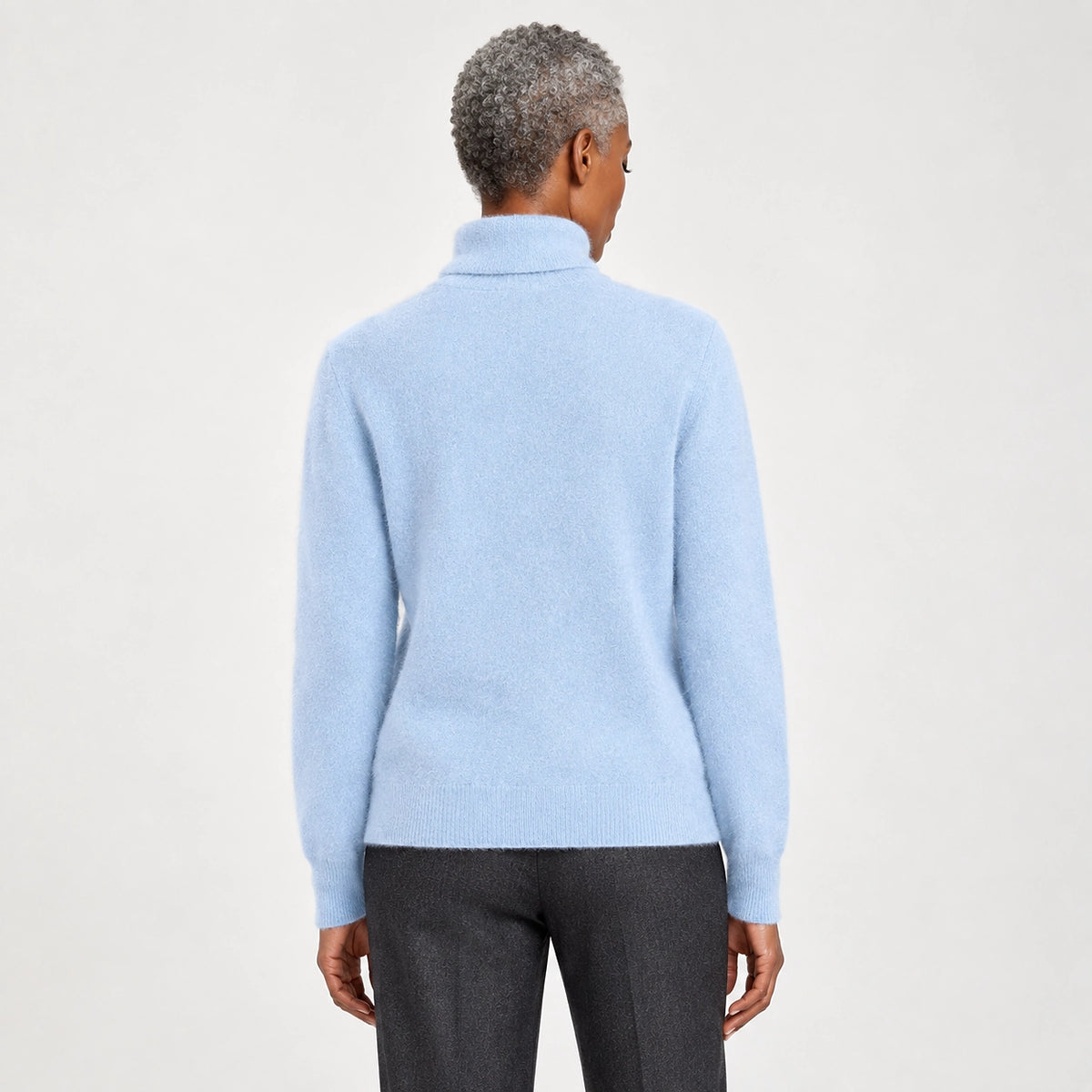 Delwyn Cashmere Turtleneck Sweater — Light Blue (apparel back)