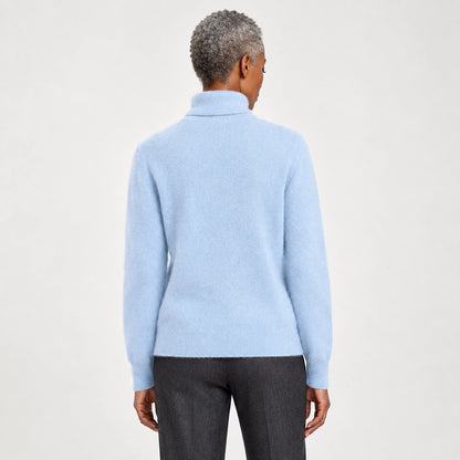 Delwyn Cashmere Turtleneck Sweater — Light Blue (apparel back)