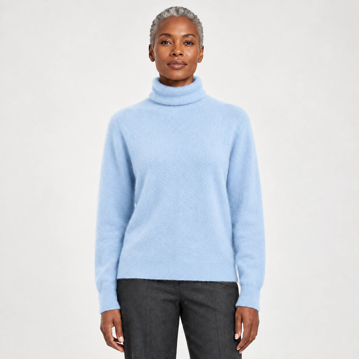 Delwyn Cashmere Turtleneck Sweater — Light Blue (apparel front)