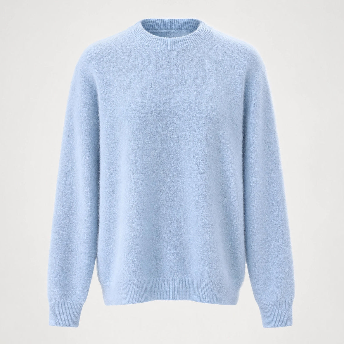 Beloru Cashmere Crewneck Sweater — Light Blue (apparel solo)
