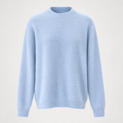 Beloru Cashmere Crewneck Sweater — Light Blue (apparel solo)