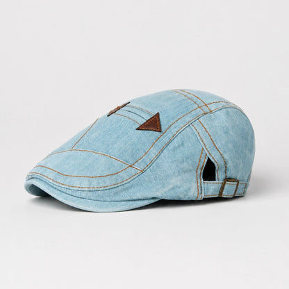 Halden Denim Beret — Light Blue (studio solo)