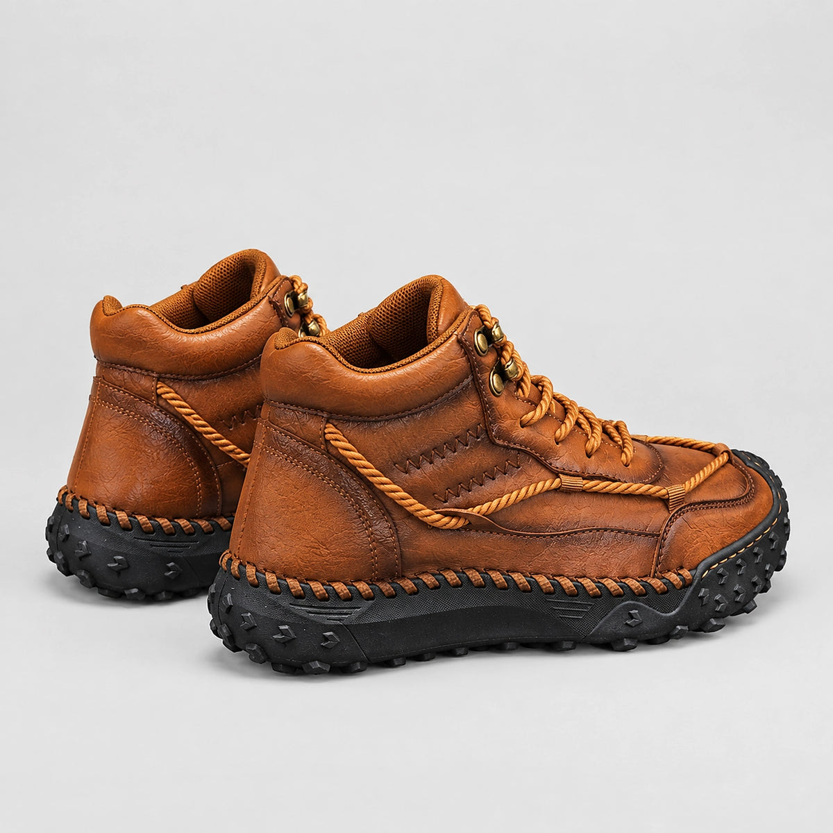 Dravell Leather High-Top Boots — Light Brown (mens shoe angle)