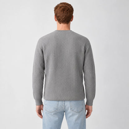 Harlen Ribbed Crewneck Sweater — Light Gray (apparel back)