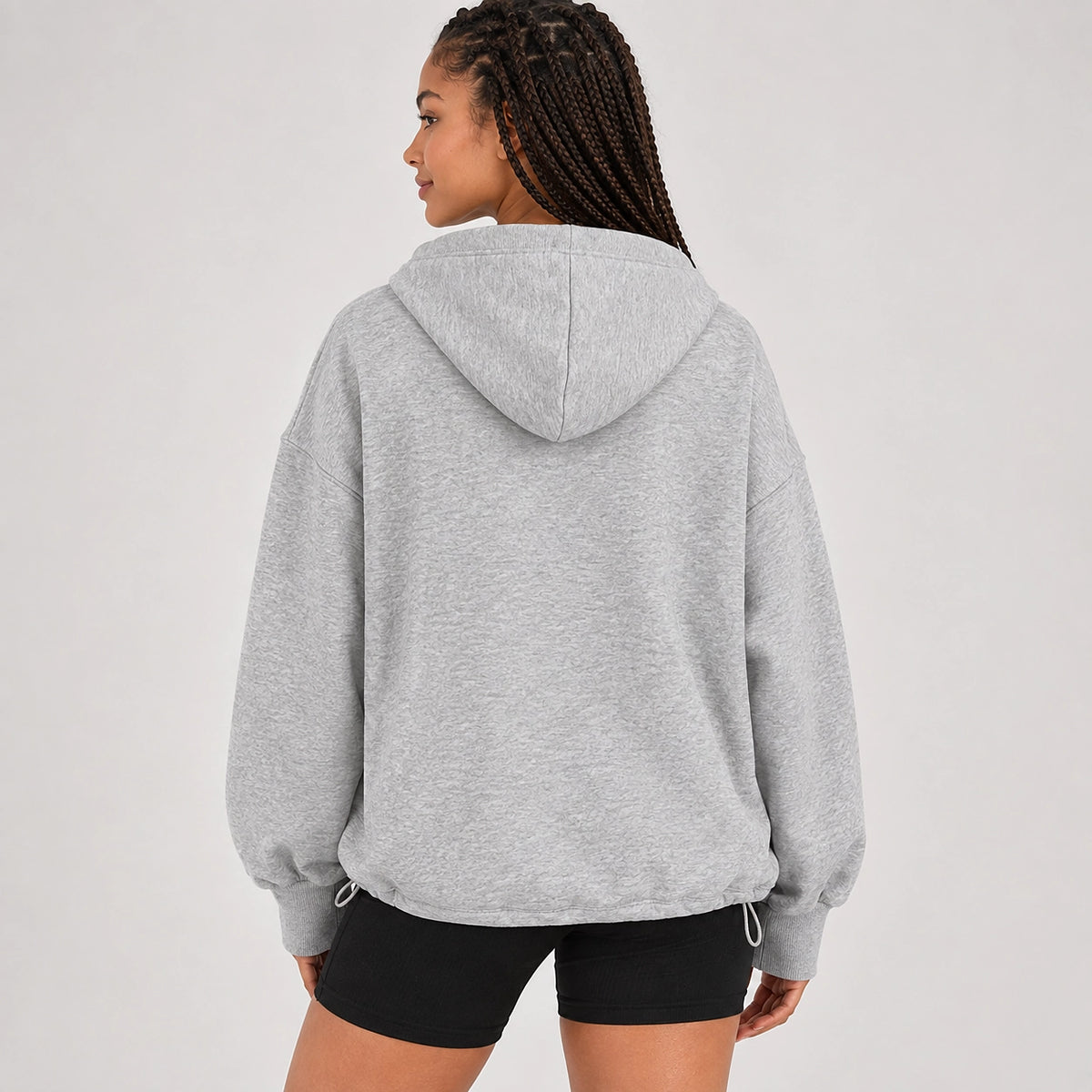 Brelyn Oversized Half-Zip Hoodie — Light Gray (apparel back)