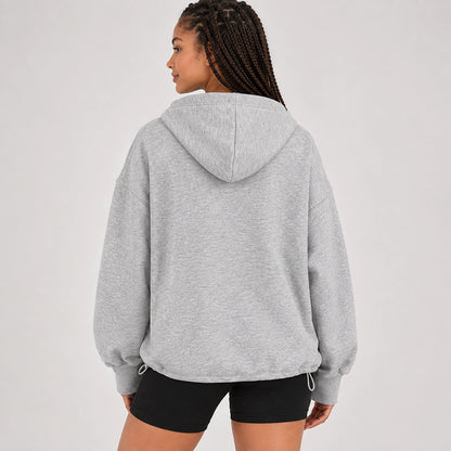 Brelyn Oversized Half-Zip Hoodie — Light Gray (apparel back)