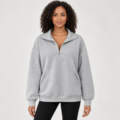 Delvra Quarter-Zip Sweatshirt — Light Gray (apparel front)