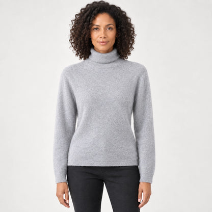 Halomi Cashmere Turtleneck Sweater — Light Gray (apparel front)