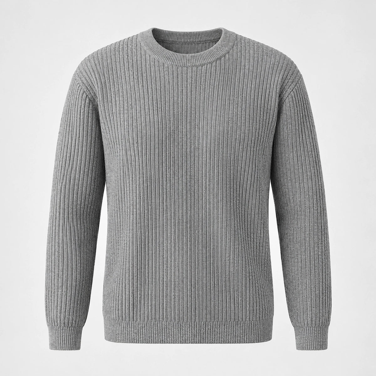 Harlen Ribbed Crewneck Sweater — Light Gray (apparel solo)