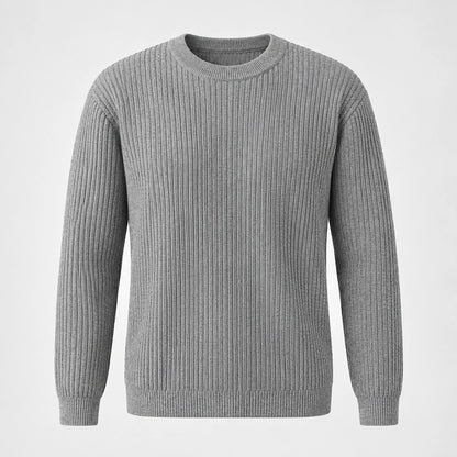 Harlen Ribbed Crewneck Sweater — Light Gray (apparel solo)