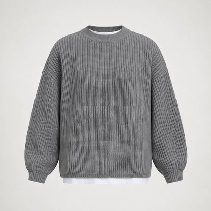 Brynn Ribbed Knit Sweater — Light Gray (apparel solo)