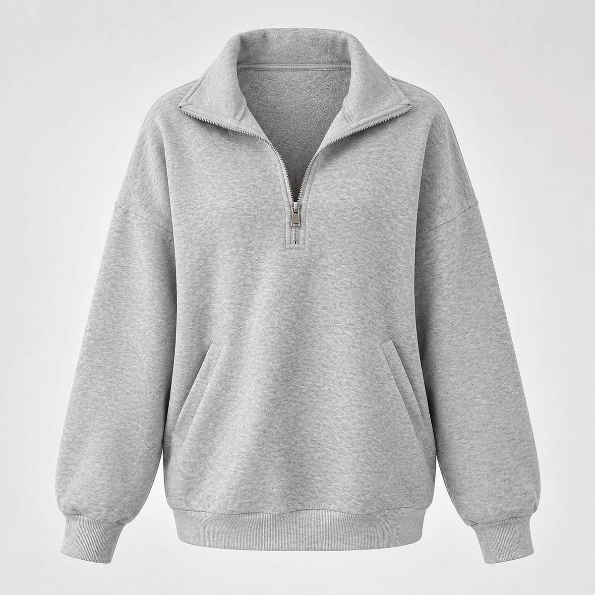 Delvra Quarter-Zip Sweatshirt — Light Gray (apparel solo)