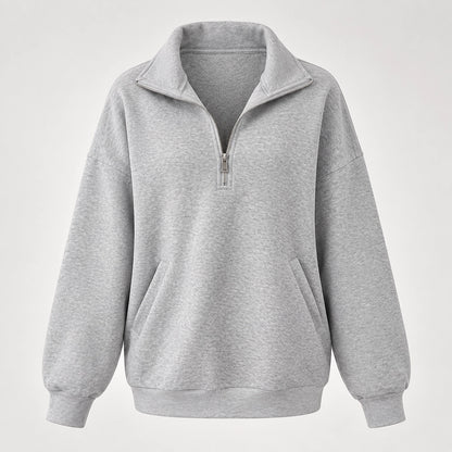 Delvra Quarter-Zip Sweatshirt — Light Gray (apparel solo)