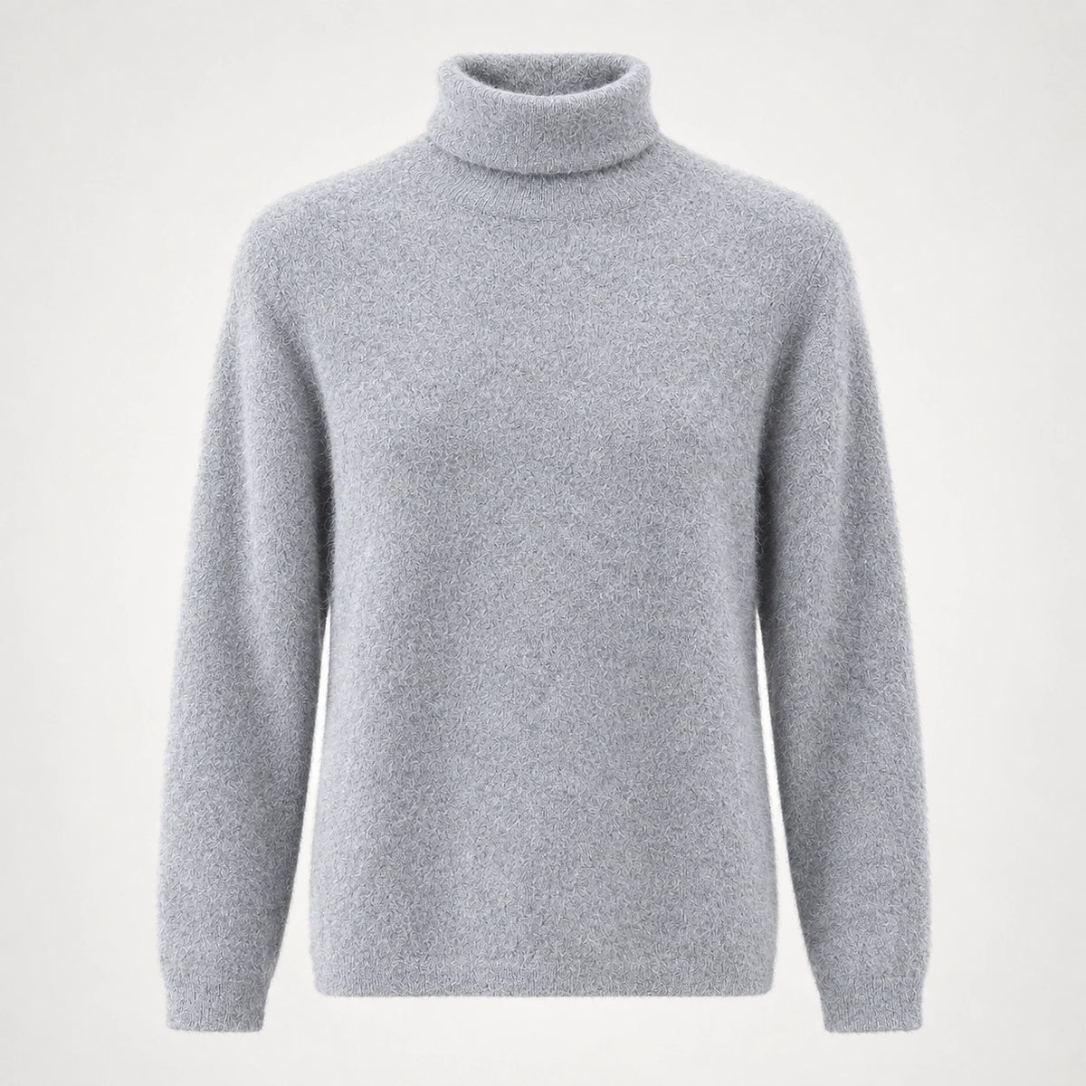 Halomi Cashmere Turtleneck Sweater — Light Gray (apparel solo)