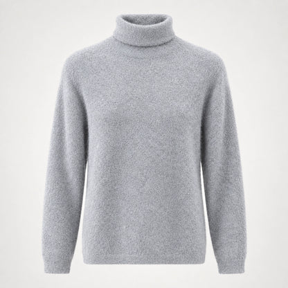 Halomi Cashmere Turtleneck Sweater — Light Gray (apparel solo)