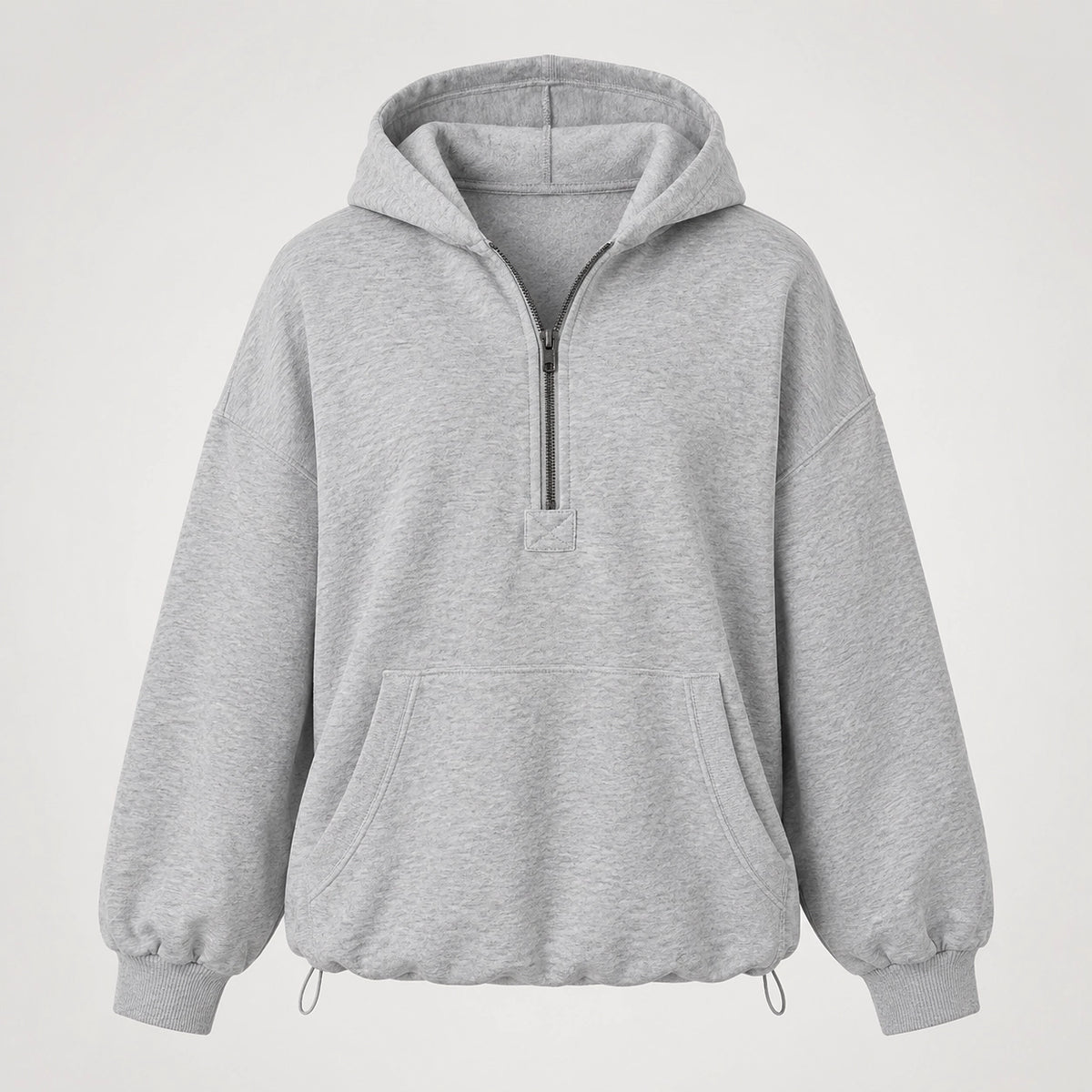 Brelyn Oversized Half-Zip Hoodie — Light Gray (apparel solo)