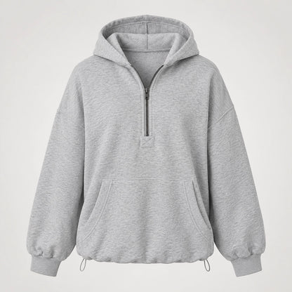 Brelyn Oversized Half-Zip Hoodie — Light Gray (apparel solo)