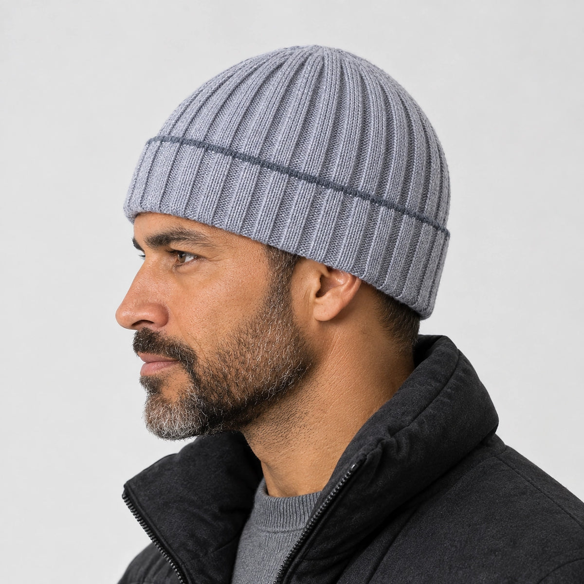 Dalton Wool Beanie — Light Gray (headwear model alt)