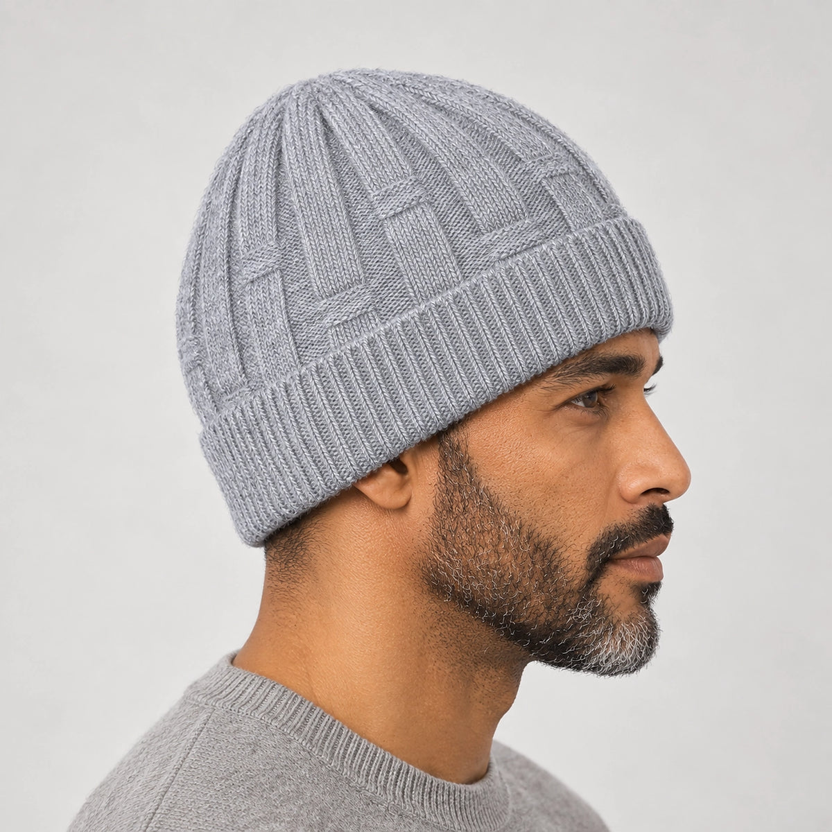 Drummond Wool Beanie — Light Gray (headwear model alt)