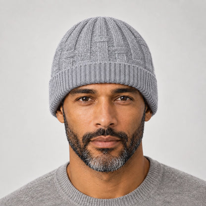 Drummond Wool Beanie — Light Gray (headwear model front)