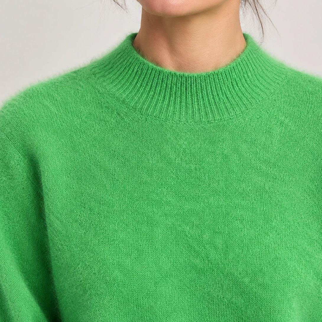 Halvern Cashmere Crewneck Sweater — Light Green (apparel detail)