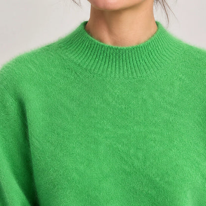 Halvern Cashmere Crewneck Sweater — Light Green (apparel detail)