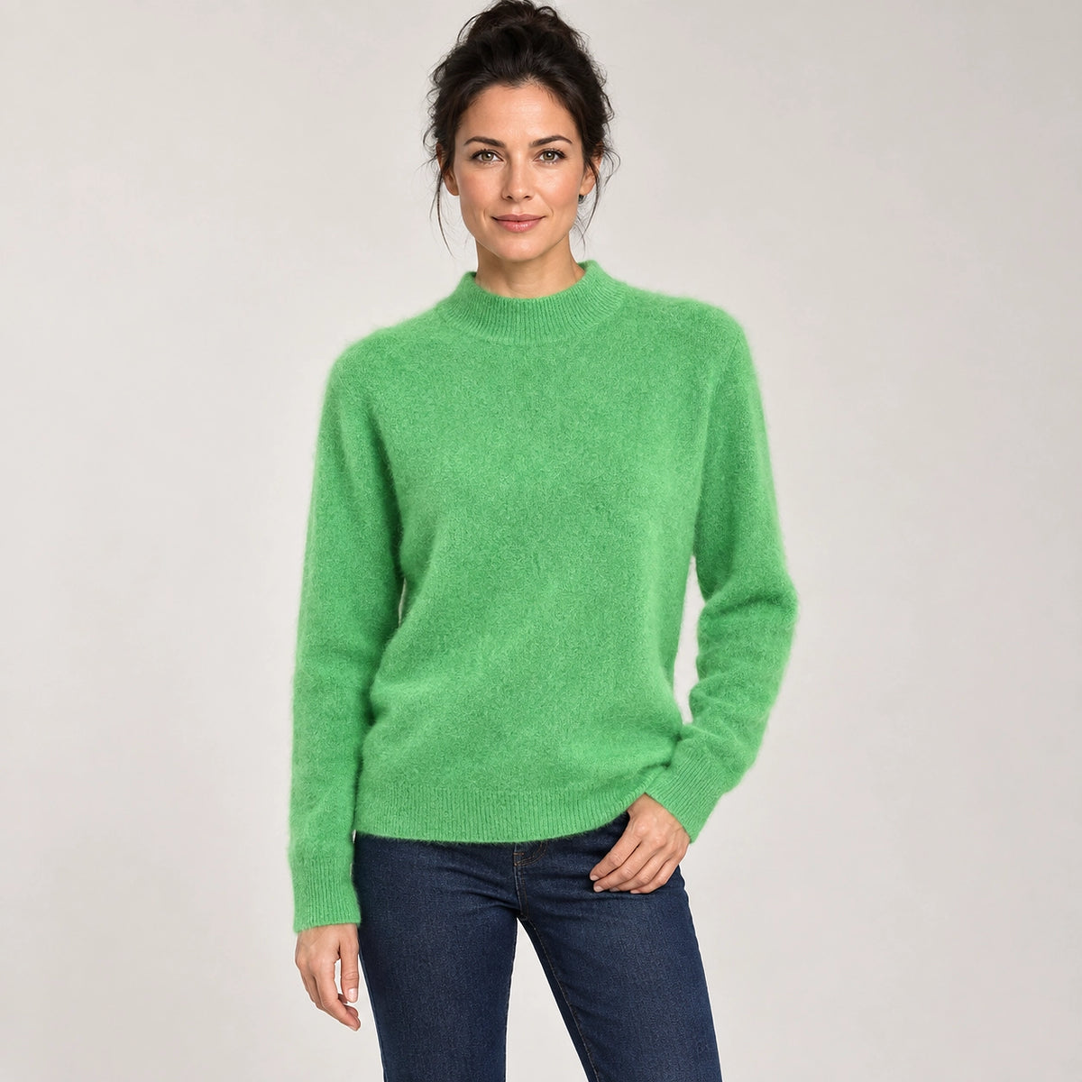Halvern Cashmere Crewneck Sweater — Light Green (apparel front)