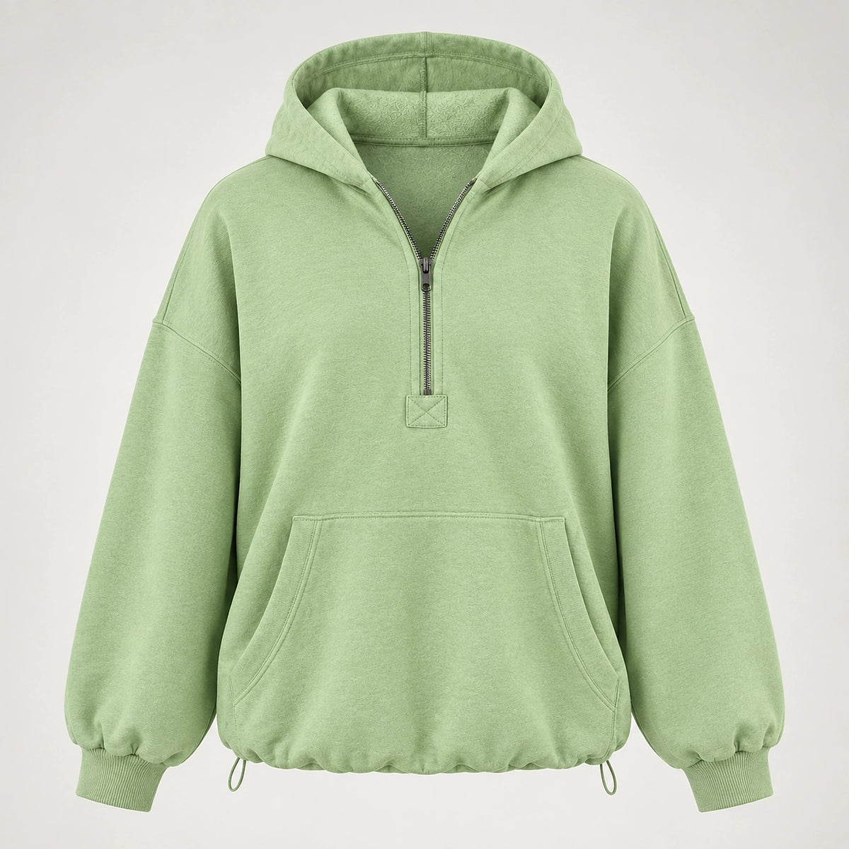 Brelyn Oversized Half-Zip Hoodie — Light Green (apparel solo)