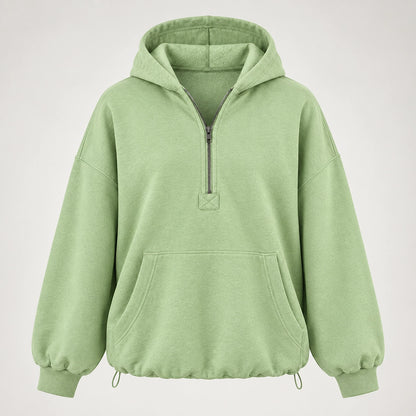Brelyn Oversized Half-Zip Hoodie — Light Green (apparel solo)