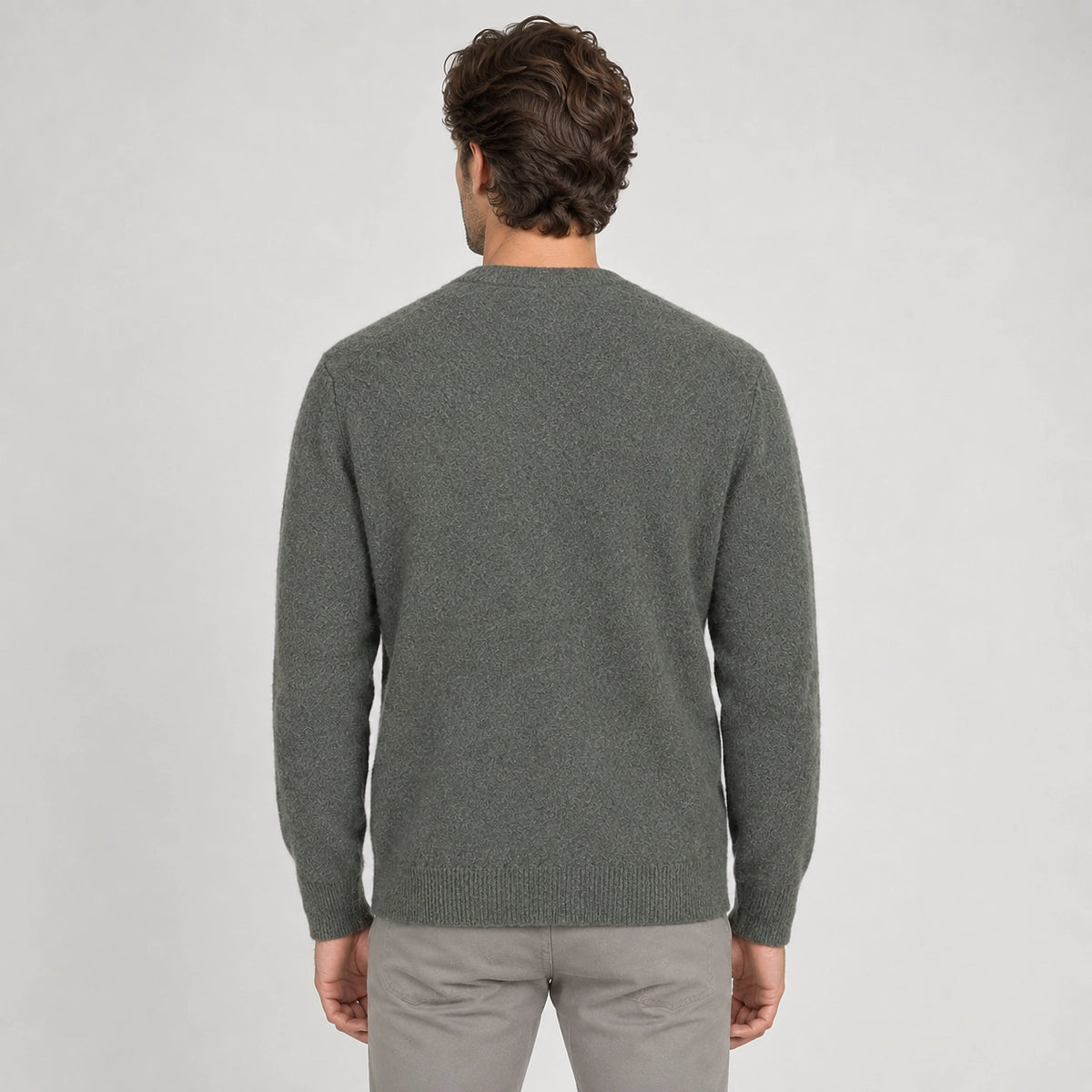 Dalven Wool Blend Cardigan — Light Military Green (apparel back)