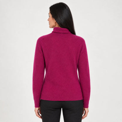 Halomi Cashmere Turtleneck Sweater — Magenta (apparel back)